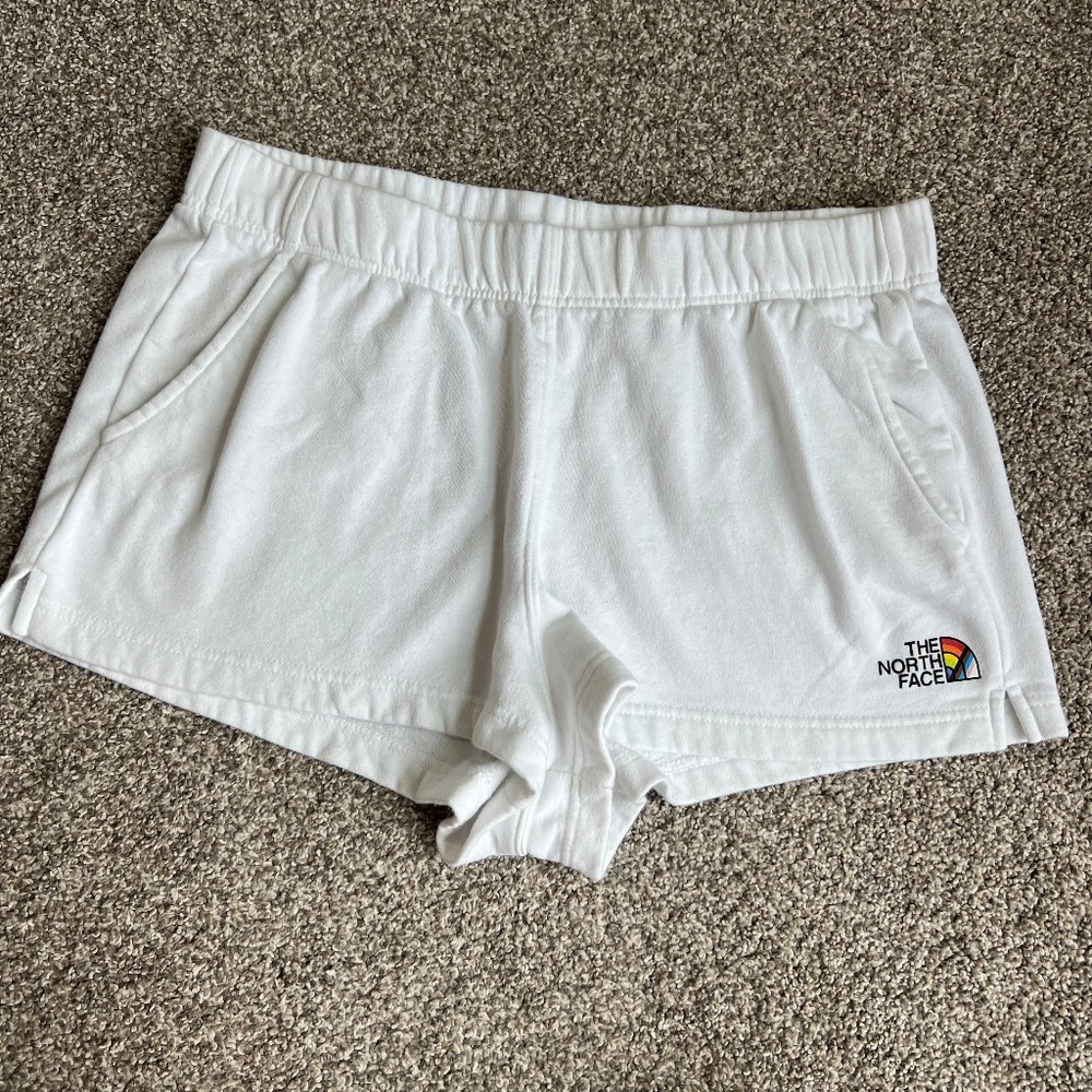 The North‎ Face White Lounge Shorts with Pride Logo, Size XL
